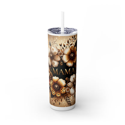 Floral Mama Skinny Tumbler, 20oz, Stylish Drinkware for Moms, Perfect for Birthdays, Mothers Day, Home, Travel Use, Elegant Gift