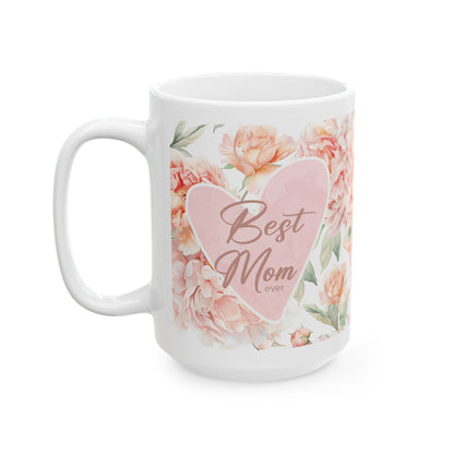 Floral Love Ceramic Mug, Beautiful Peony Design, Perfect Gift for Mother's Day, Birthday, Wedding, or Home Decor