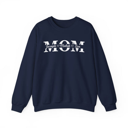 Personalized MOM Sweatshirt, Unisex Crewneck, Gift for Moms, Cozy Family Apparel, Mother's Day, Birthday Sweatshirt, Custom Name Sweatshirt