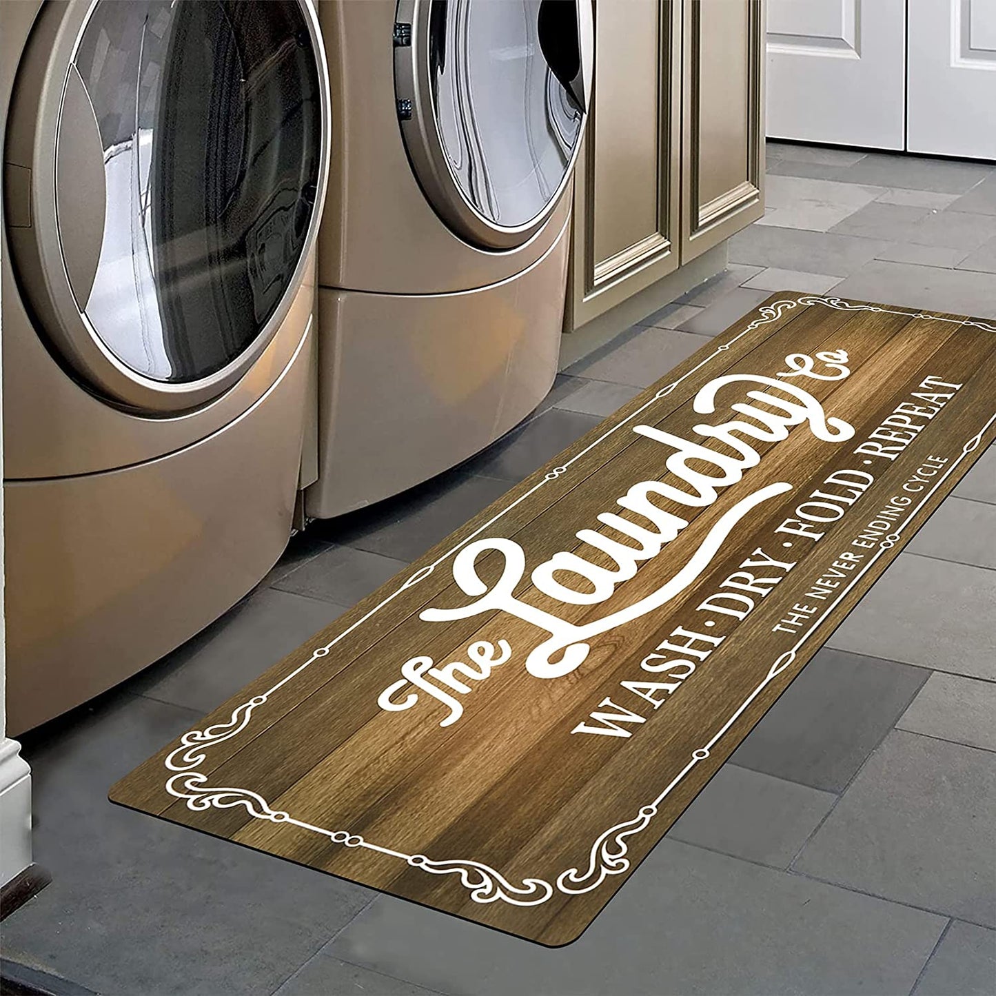 Add Charm to Your Home 🏡 Farmhouse Laundry Room Rug – Non-Slip, Washable & Perfect for Kitchen, Bathroom, or Hallway! 20”x48” of Cozy Style!