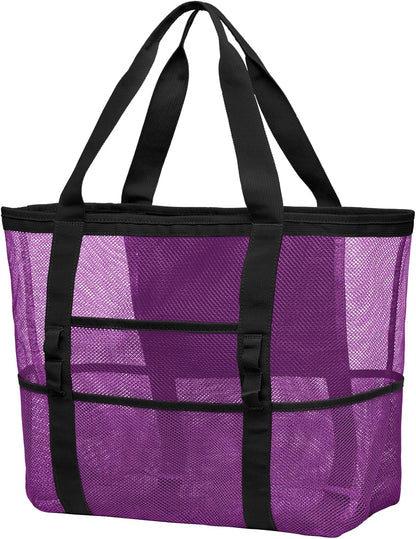 Mesh Beach Bag Family - Beach Tote 9 Pockets Cruise Vacation Essentials