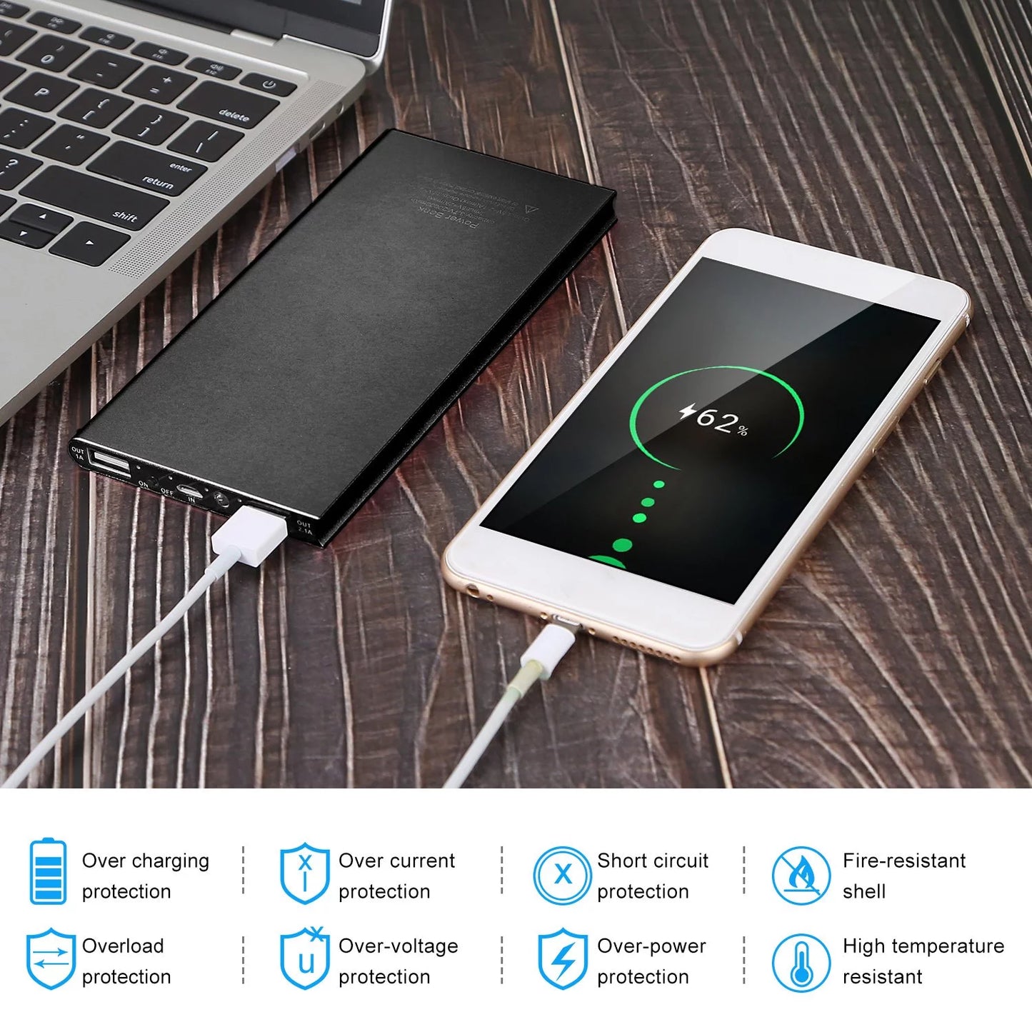 Stay Warm Anywhere! ❄️🔋 5V 2.1A Power Bank – 20,000mAh for Heated Vests, Jackets & Gloves (Dual USB) 🔥🧥