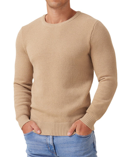 Effortless Style & Comfort ✨ Men’s Pullover Sweater – Soft, Lightweight, and Classic Crewneck Knitwear with Ribbed Edges in Light Camel (XXL).