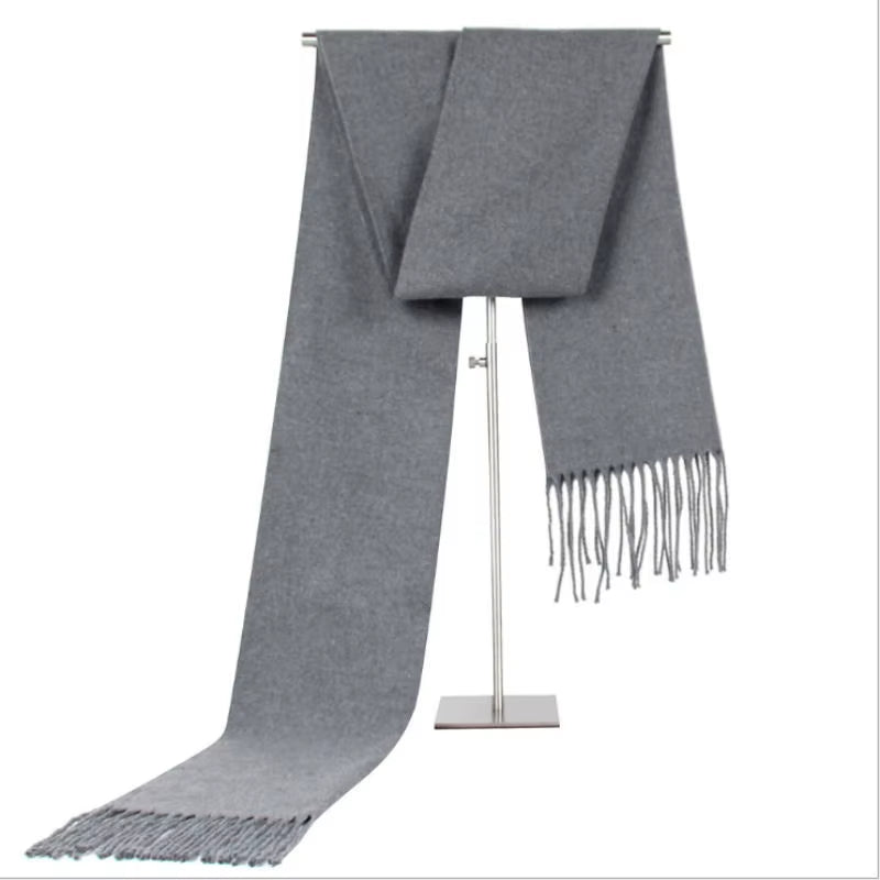 Stay Warm in Style ❄️ Men's Vintage Black Cashmere Scarf – Luxury, Soft & Cozy with Tassels! Perfect for Winter Elegance.