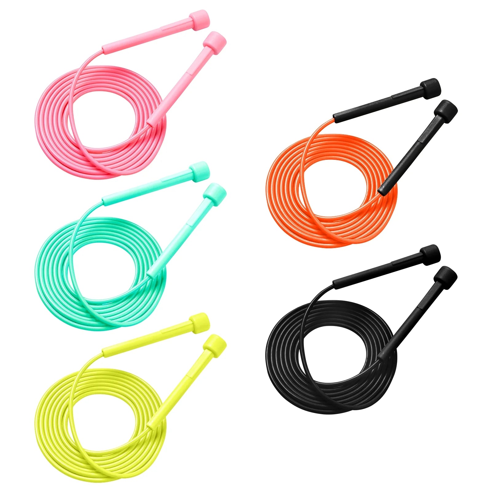 Jump Into Fitness! 🏃‍♂️💪 5-Pack Adjustable Jump Ropes – Tangle-Free, Silicone Cables for Exercise & Fun Skipping! 🎉