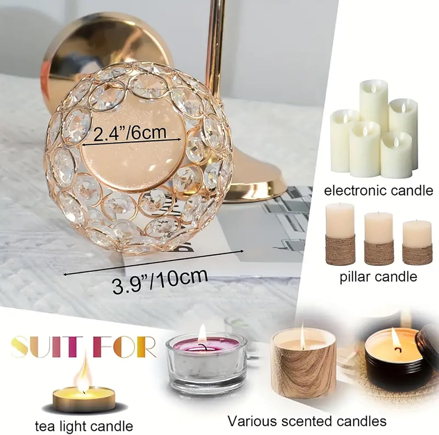 Elevate Your Space: Gold Crystal Candle Holders Set – Perfect for Weddings, Halloween & Stylish Home Decor ✨🕯️