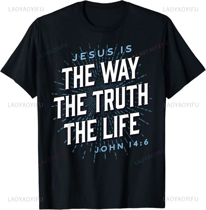 Christian T Shirt Women Men Kids Jesus the Way Truth Life T-Shirt Graphic T Shirts Vintage T Shirt Camisetas