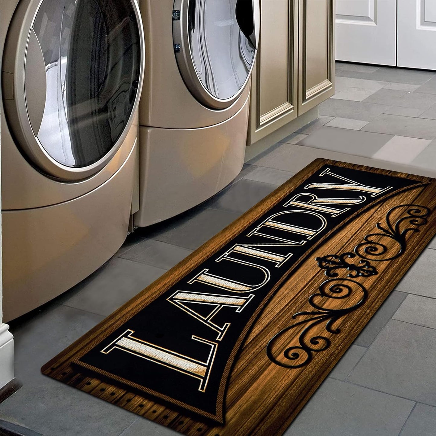 Add Charm to Your Home 🏡 Farmhouse Laundry Room Rug – Non-Slip, Washable & Perfect for Kitchen, Bathroom, or Hallway! 20”x48” of Cozy Style!