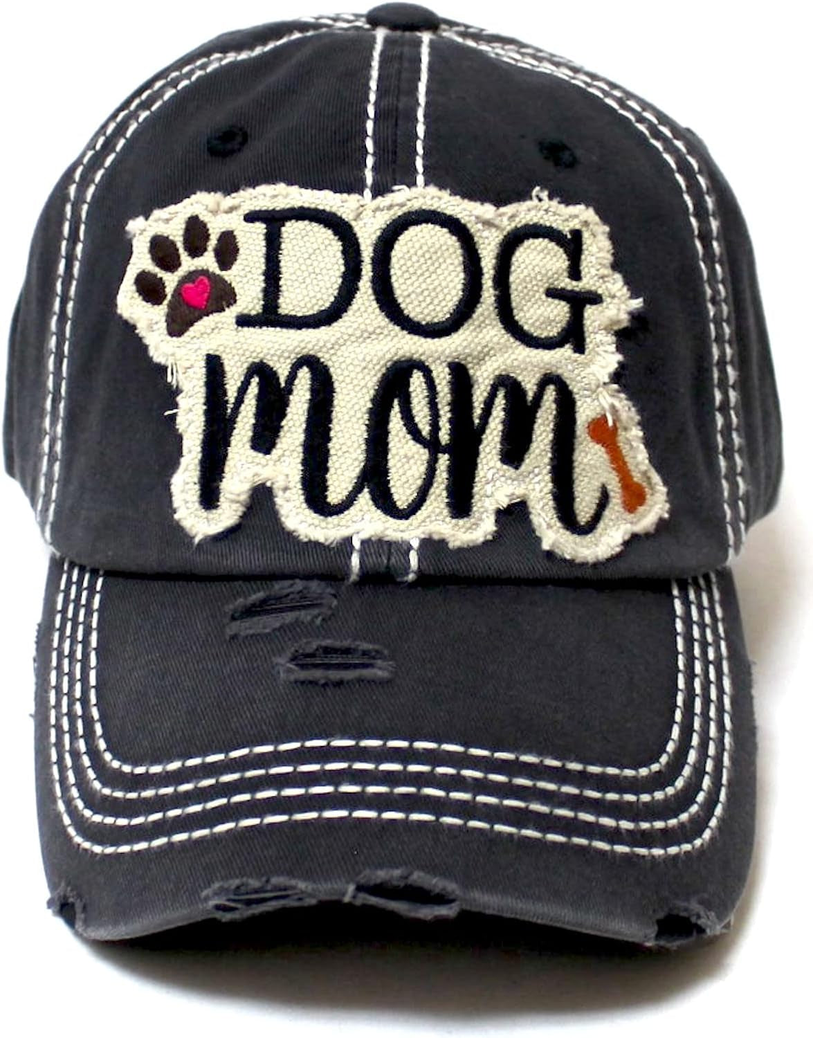 Show Your Love 🐾 Women's Dog Mom Ballcap – Cute Bone & Paw Patch Embroidery for the Ultimate Dog Lover Style!