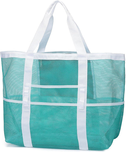 Mesh Beach Bag Family - Beach Tote 9 Pockets Cruise Vacation Essentials