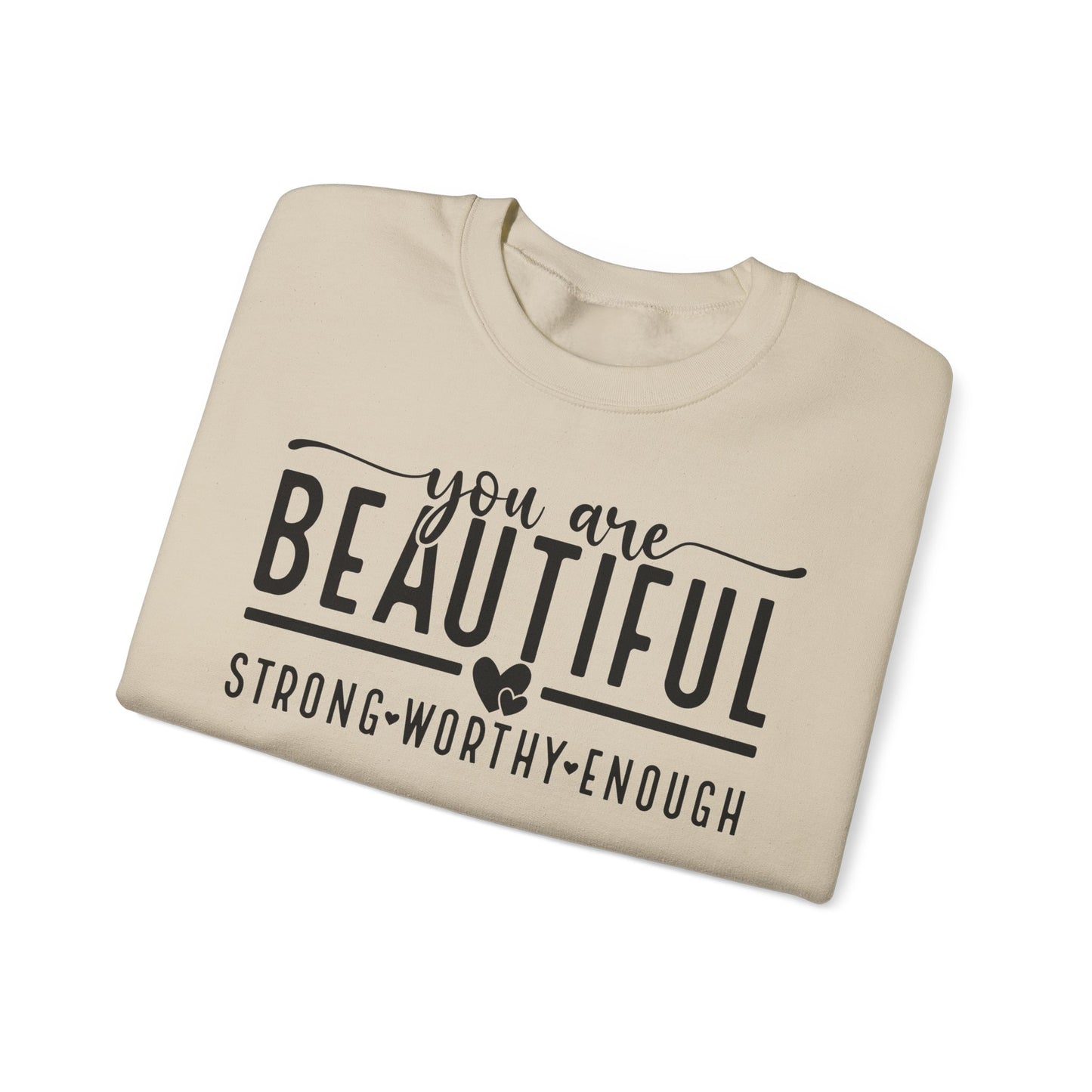 Inspirational Sweatshirt - You Are Beautiful, Cozy Gift for Her, Self-Love Apparel, Motivational Layering, Perfect for Everyday Wear