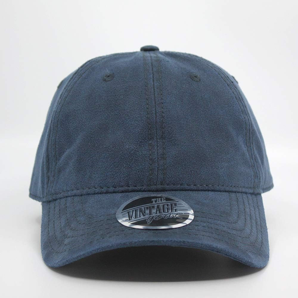 Heavy Washed Wax Coated Adjustable Low Profile Baseball Cap (Unstructured Navy)