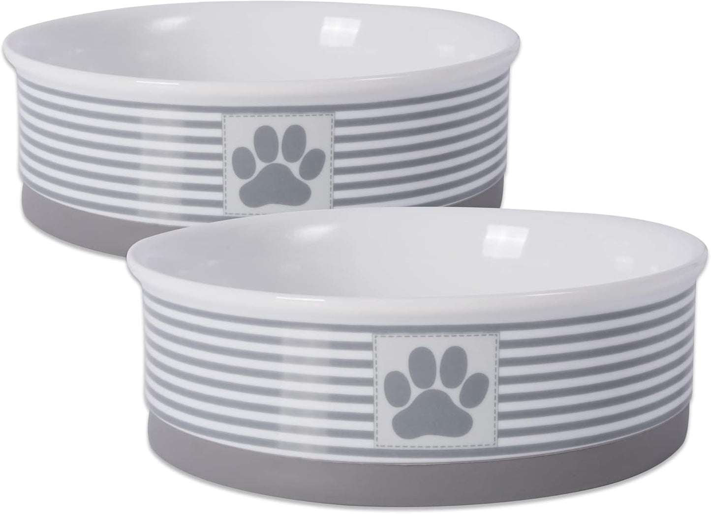 Style Meets Function for Your Pet! 🐾 Paw & Patch Ceramic Pet Collection | Medium Set in Gray – Perfect for Treats or Pet Accessories, 2 Pieces!