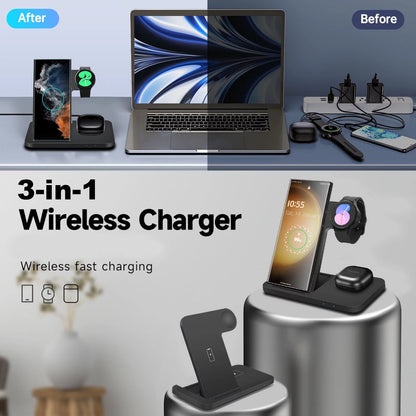 Upgrade Your Charging Game! ⚡ 3-in-1 Wireless Charger Stand for Samsung Devices | Fast 15W Charging for Galaxy Z Flip, S Series & Galaxy Watch!