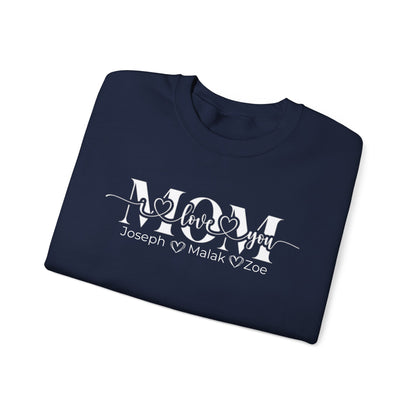 Mom Love You Personalized Sweatshirt, Mother's Day Gift, Family Sweatshirt, Cozy Mom Crewneck, Heartfelt Gift for Mom