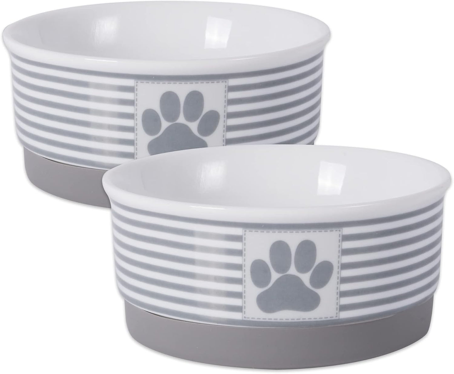 Style Meets Function for Your Pet! 🐾 Paw & Patch Ceramic Pet Collection | Medium Set in Gray – Perfect for Treats or Pet Accessories, 2 Pieces!