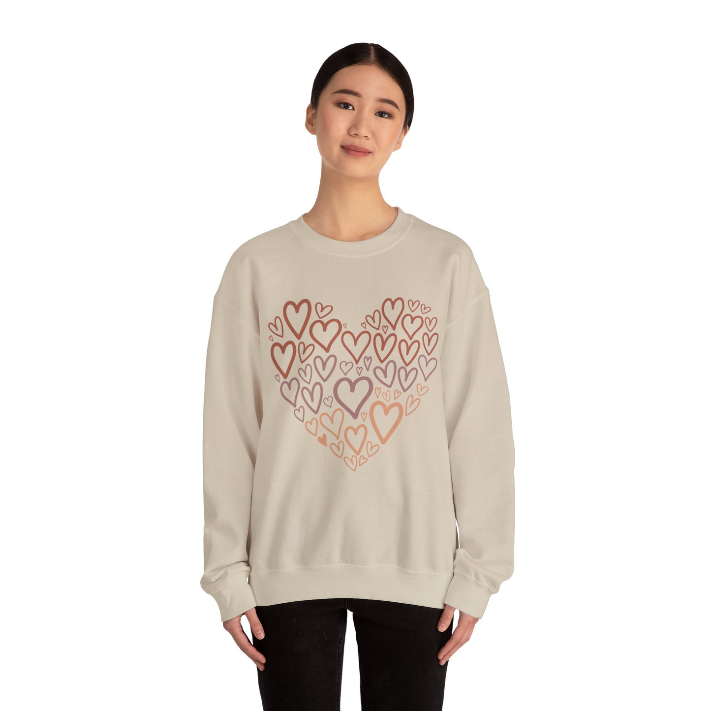 Heart Pattern Sweatshirt, Cozy Crewneck, Unisex Gift, Valentine's Day Style, Cute Casual Wear, Loving Heart Design