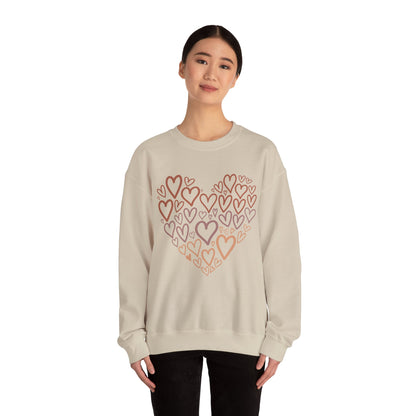 Heart Pattern Sweatshirt, Cozy Crewneck, Unisex Gift, Valentine's Day Style, Cute Casual Wear, Loving Heart Design