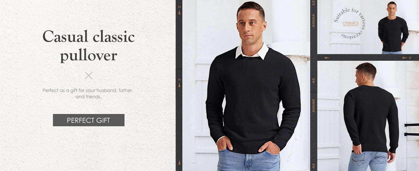 Effortless Style & Comfort ✨ Men’s Pullover Sweater – Soft, Lightweight, and Classic Crewneck Knitwear with Ribbed Edges in Light Camel (XXL).