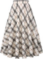 Chic & Comfy 💫 Women’s Plaid A-Line Midi Skirt – Elastic Waist, Pleated Style for Effortless Elegance!