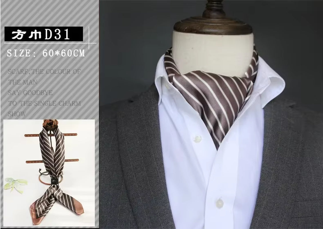 Elevate Your Style 🌟 British Men's Silk Scarf – Perfect for Spring & Autumn! Elegant Satin Touch for Every Business Look.