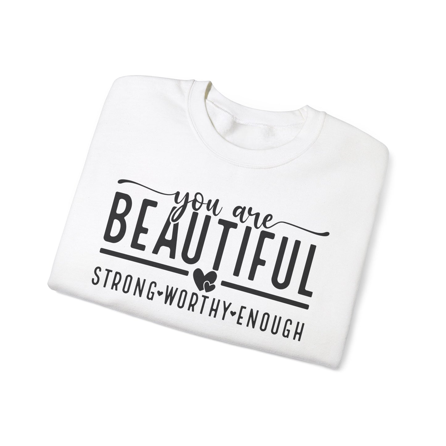 Inspirational Sweatshirt - You Are Beautiful, Cozy Gift for Her, Self-Love Apparel, Motivational Layering, Perfect for Everyday Wear