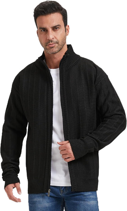 Upgrade Your Wardrobe 🧥 Men’s Slim-Fit Full-Zip Sweater – Thick Knitted Cardigan Jacket with Pockets for a Stylish Winter Look!