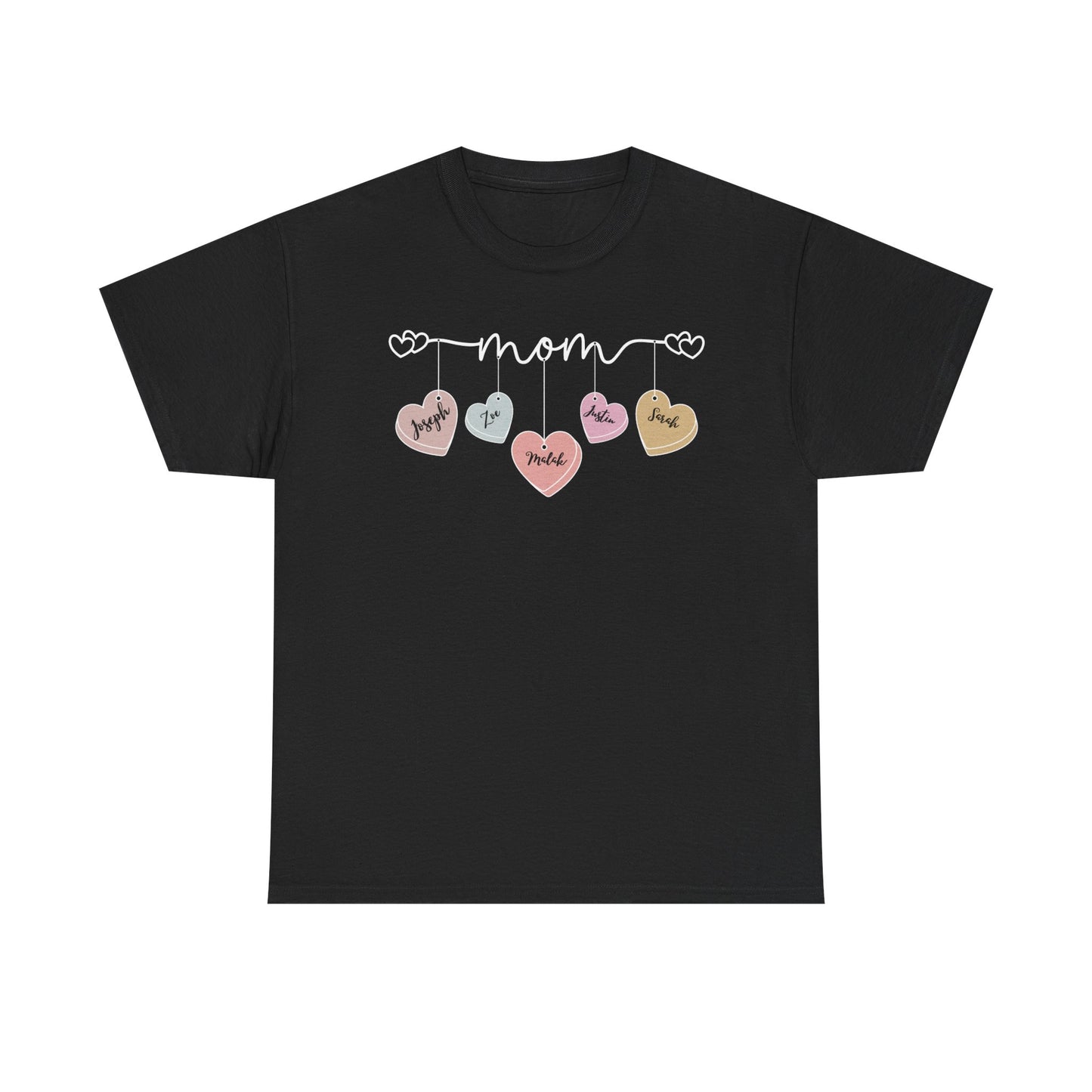 Mom Heart Unisex Heavy Cotton Tee, Gift for Mom, Mother's Day Tee, Cute Mom Shirt, Fam.ily Love Graphic Tee, Casual Wear