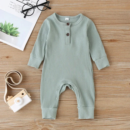 Cozy Up Your Little One! 🍂 Newborn Baby Romper – Soft Cotton Long Sleeve Jumpsuit for Boys & Girls, Perfect for Autumn!