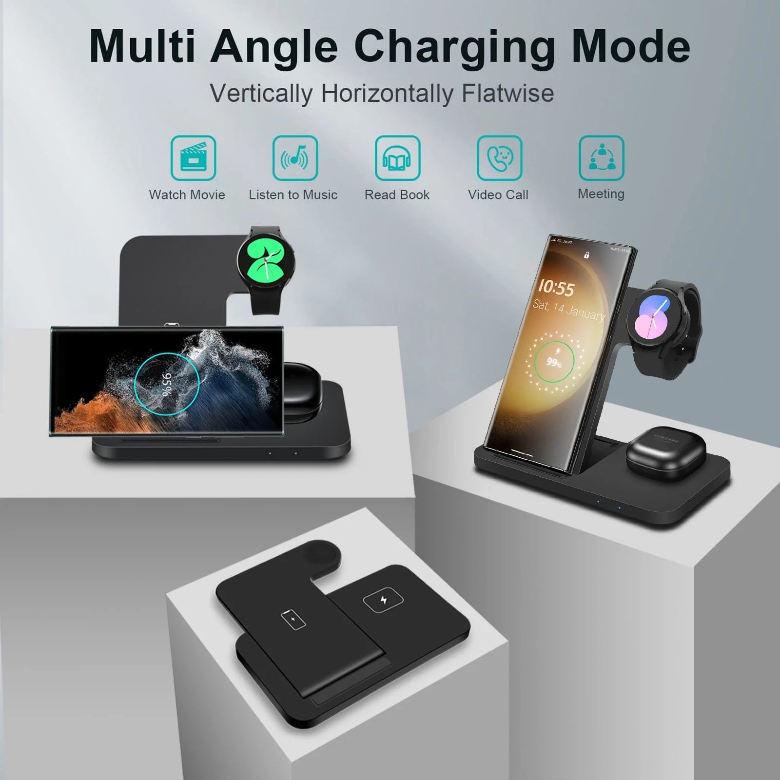 Upgrade Your Charging Game! ⚡ 3-in-1 Wireless Charger Stand for Samsung Devices | Fast 15W Charging for Galaxy Z Flip, S Series & Galaxy Watch!