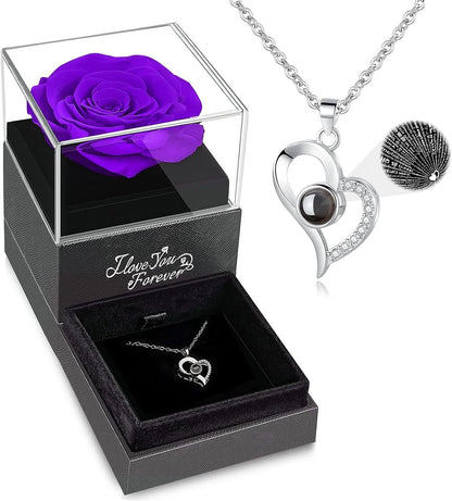 A Gift That Speaks from the Heart! 🌹 Preserved Real Rose with 'I Love You' Necklace – Perfect for Christmas, Birthdays, Anniversaries & More for the Special Women in Your Life!