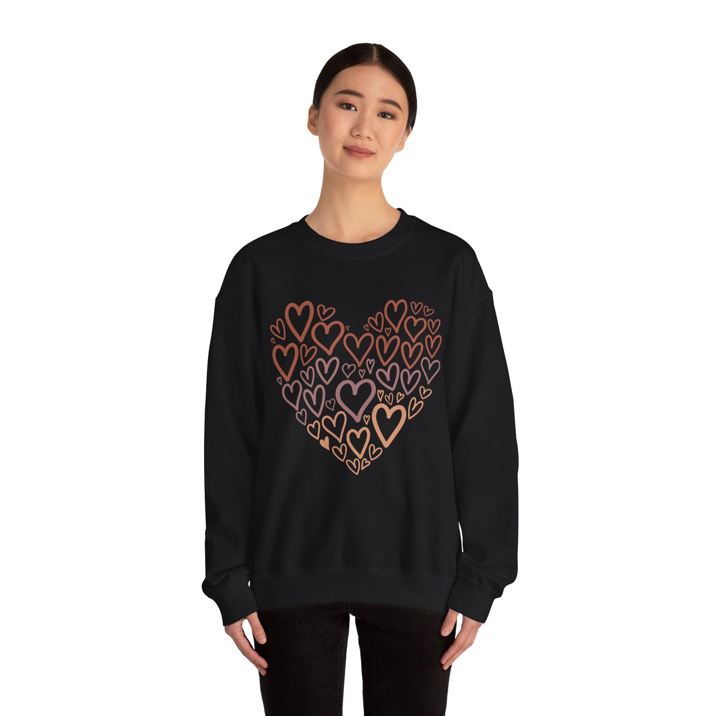 Heart Pattern Sweatshirt, Cozy Crewneck, Unisex Gift, Valentine's Day Style, Cute Casual Wear, Loving Heart Design