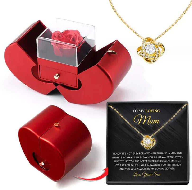 Give the Gift of Forever! 💎 Red Apple Jewelry Box with Eternal Rose – Perfect for Valentine's Day, Mother's Day, or Christmas Gifts for Her!