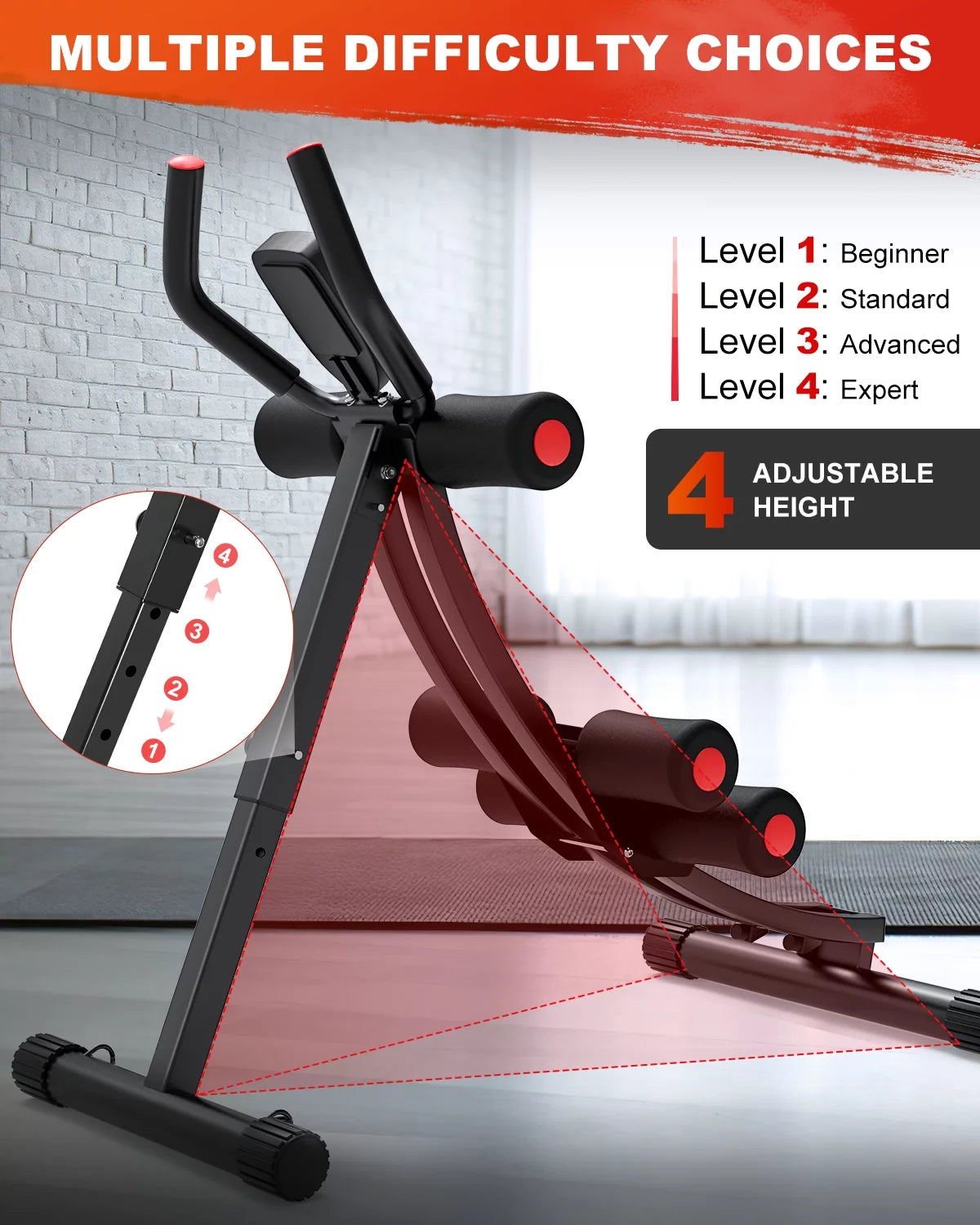 Get Stronger Every Day! 💪✨ Foldable Ab Machine – Core & Abdominal Trainer for Home Gym (Max 440lbs, LCD Display) 🏋️‍♂️