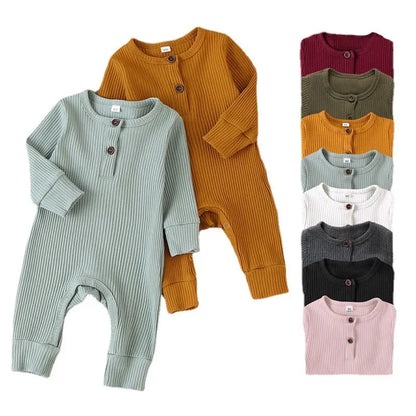 Cozy Up Your Little One! 🍂 Newborn Baby Romper – Soft Cotton Long Sleeve Jumpsuit for Boys & Girls, Perfect for Autumn!