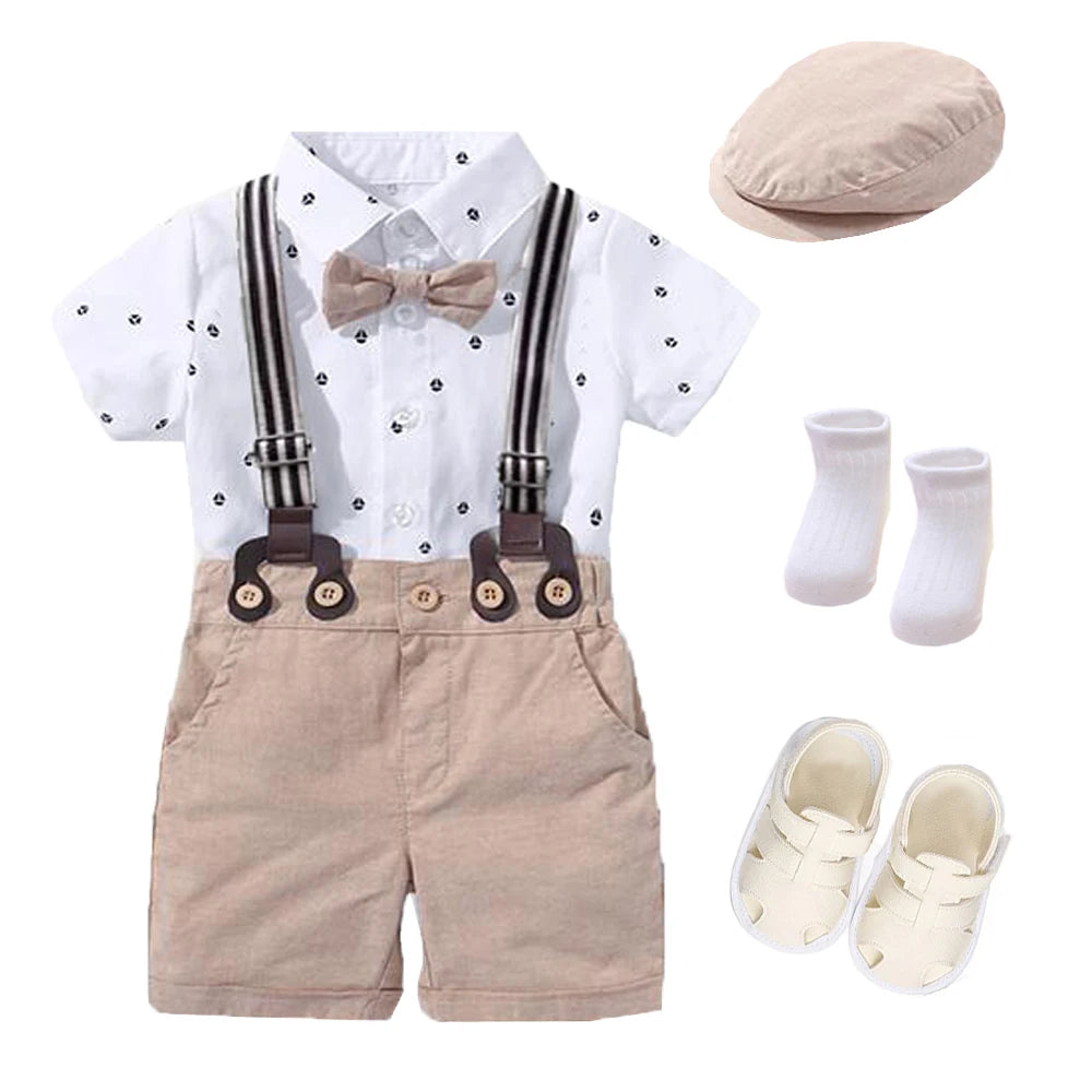 Dress Your Little Gentleman in Style! 👶✨ Baby Boy Romper & Bow Set – Perfect for Birthdays, Festivals, or Weddings with Matching Hat!