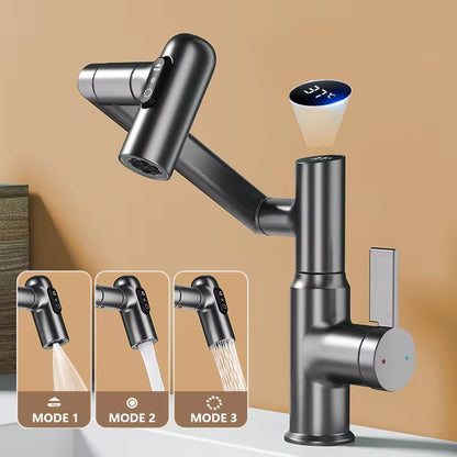 💧 Modern Convenience: LED Digital Display Basin Faucet with 360° Rotation & Multi-Function Sprayer! 🚿✨