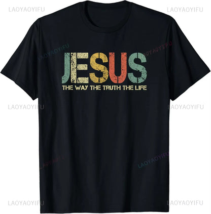 Christian T Shirt Women Men Kids Jesus the Way Truth Life T-Shirt Graphic T Shirts Vintage T Shirt Camisetas