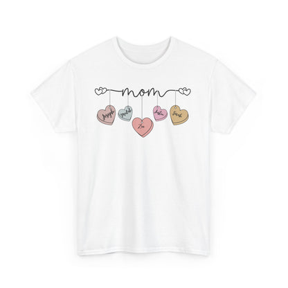 Mom Heart Unisex Heavy Cotton Tee, Gift for Mom, Mother's Day Tee, Cute Mom Shirt, Fam.ily Love Graphic Tee, Casual Wear