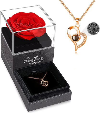 A Gift That Speaks from the Heart! 🌹 Preserved Real Rose with 'I Love You' Necklace – Perfect for Christmas, Birthdays, Anniversaries & More for the Special Women in Your Life!