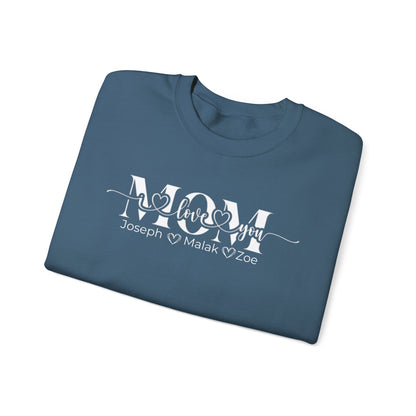 Mom Love You Personalized Sweatshirt, Mother's Day Gift, Family Sweatshirt, Cozy Mom Crewneck, Heartfelt Gift for Mom