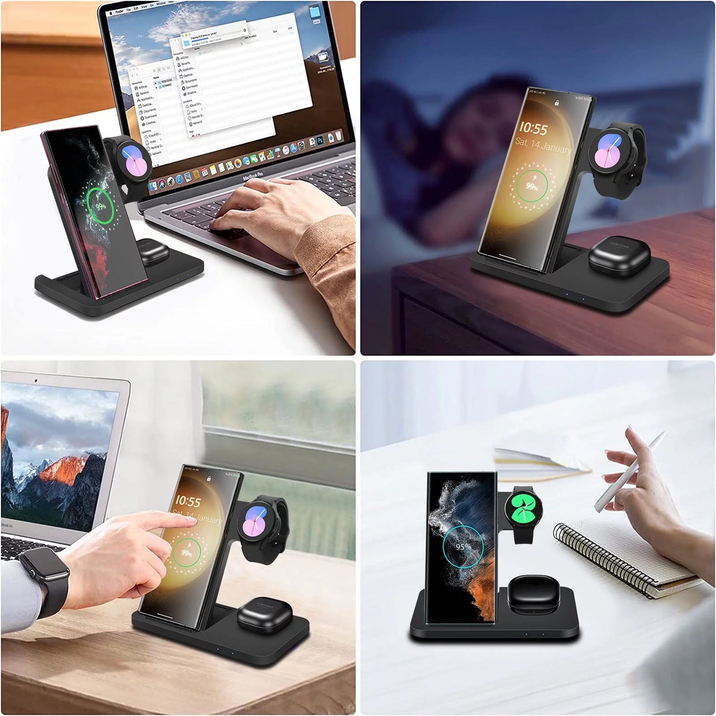 Upgrade Your Charging Game! ⚡ 3-in-1 Wireless Charger Stand for Samsung Devices | Fast 15W Charging for Galaxy Z Flip, S Series & Galaxy Watch!