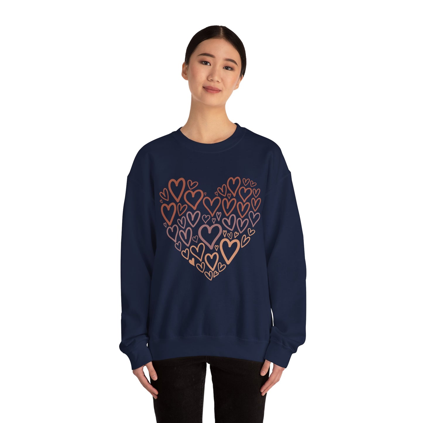 Heart Pattern Sweatshirt, Cozy Crewneck, Unisex Gift, Valentine's Day Style, Cute Casual Wear, Loving Heart Design