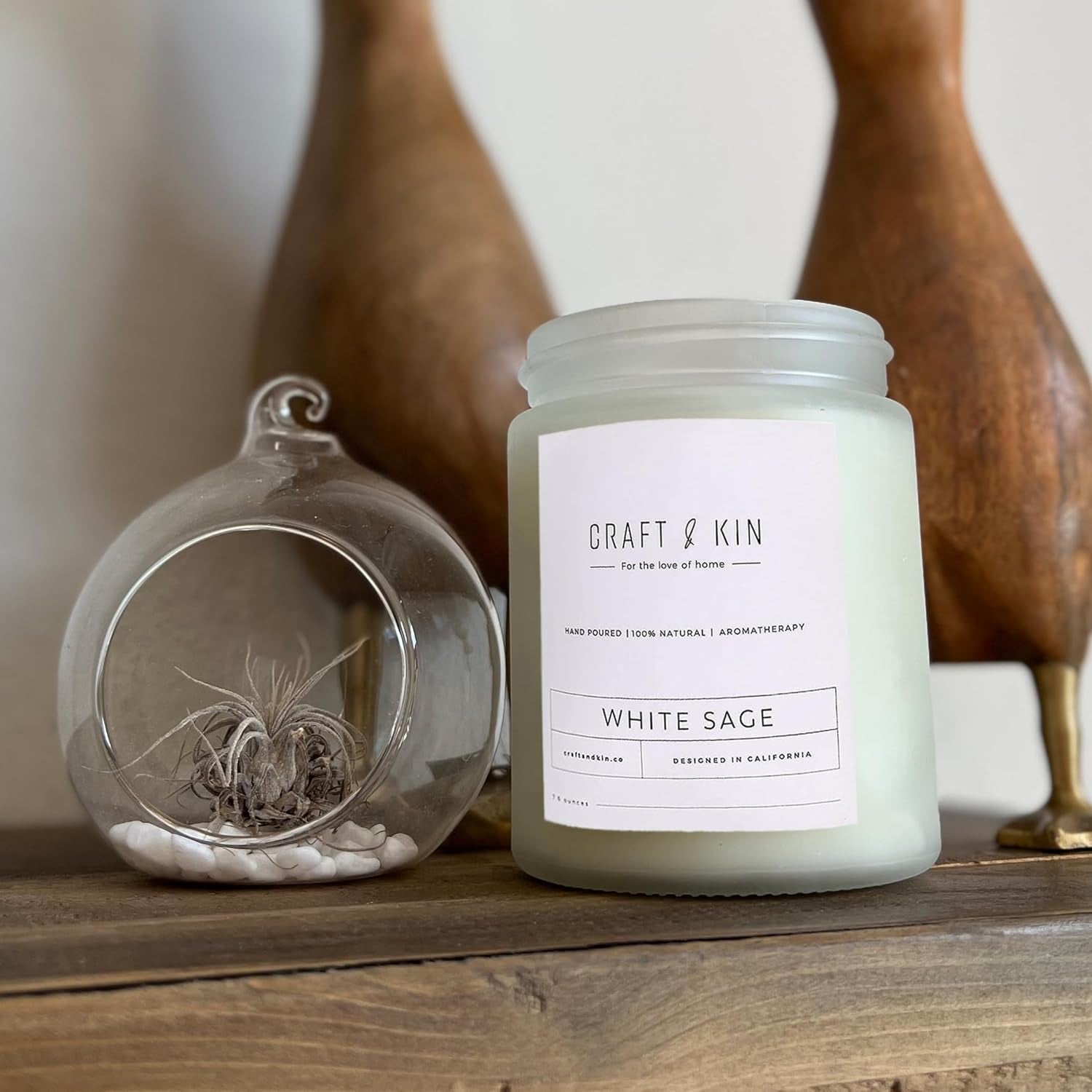 White Sage Scented Candle for Cleansing | 8 Oz 45 Hour Long Lasting | Classic Soy Candles Wood Wick | Made with Natural Soy | Gifts for Men and Women