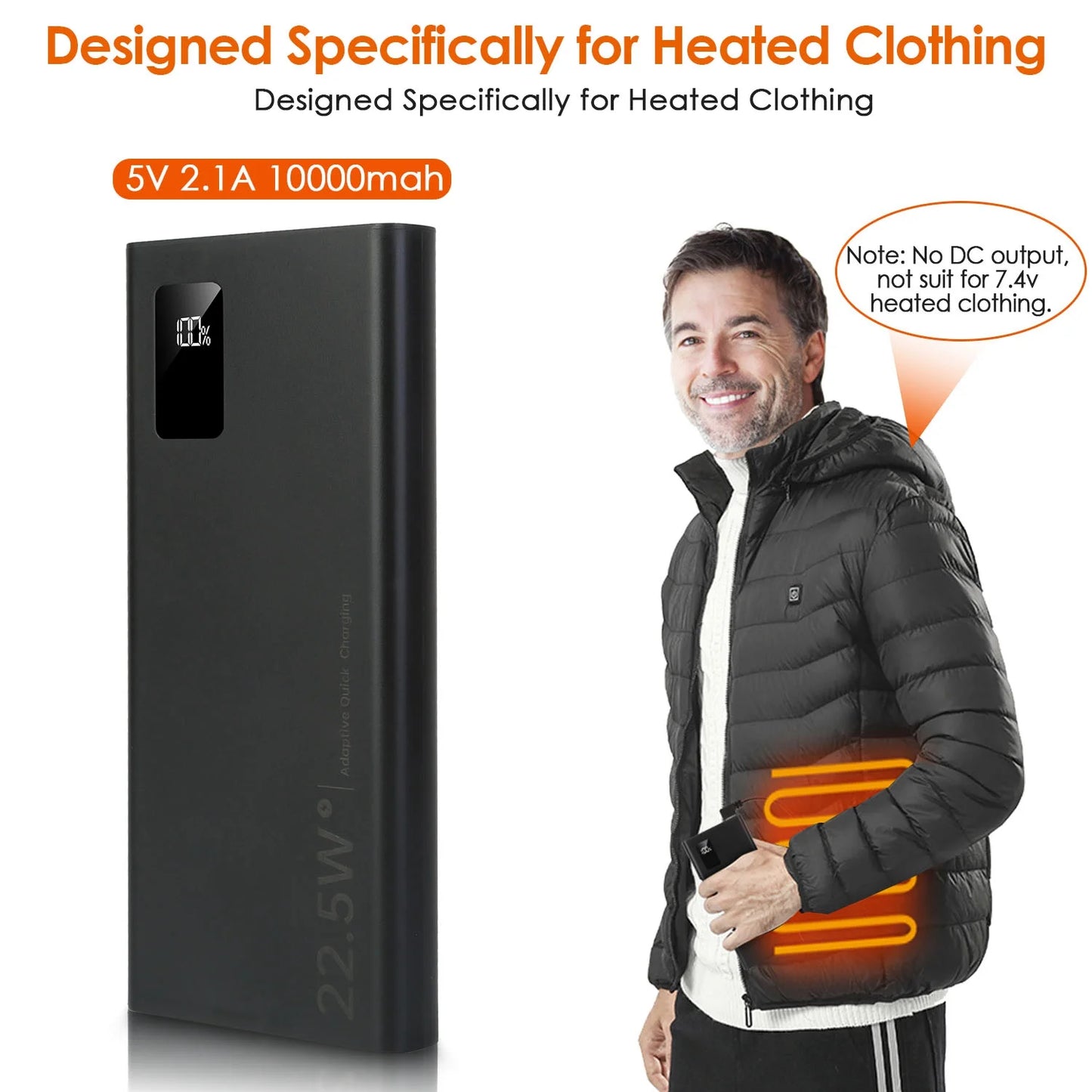 Stay Warm Anywhere! ❄️🔋 5V 2.1A Power Bank – 20,000mAh for Heated Vests, Jackets & Gloves (Dual USB) 🔥🧥