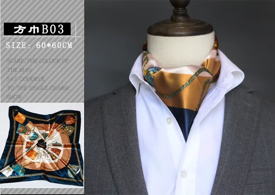 Elevate Your Style 🌟 British Men's Silk Scarf – Perfect for Spring & Autumn! Elegant Satin Touch for Every Business Look.