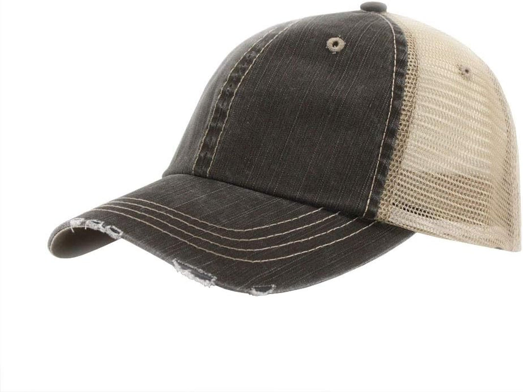 Cool & Casual 🧢 Washed Cotton Low-Profile Mesh Trucker Cap – Adjustable, Distressed Brown/Khaki for a Classic, Vintage Vibe!