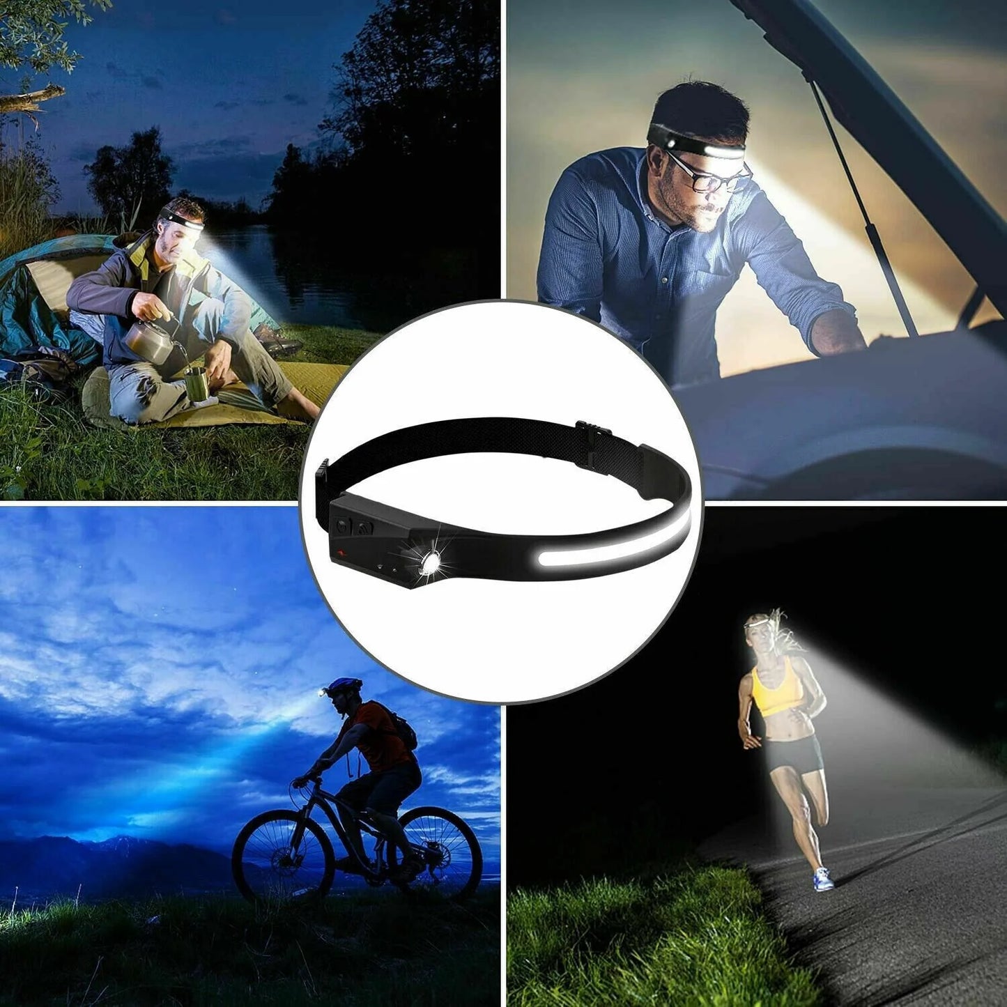 Light Your Way! 🔦💡 COB LED Headlamp – USB Rechargeable, Perfect for Work, Hiking & Night Adventures! 🌙🎒