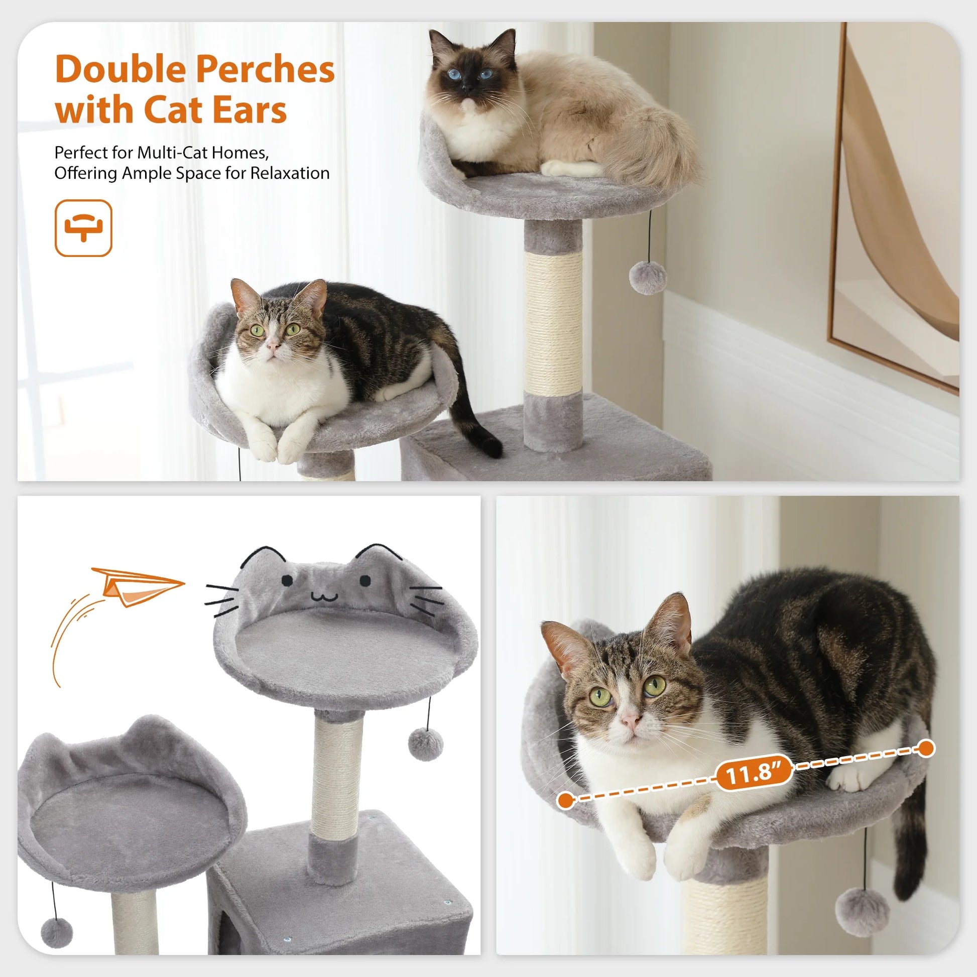 🐱 Ultimate Cat Paradise: 63" Cat Tree with Scratching Pad & Cozy Condo! 🏰✨ (Gray, Perfect for Indoor Cats)