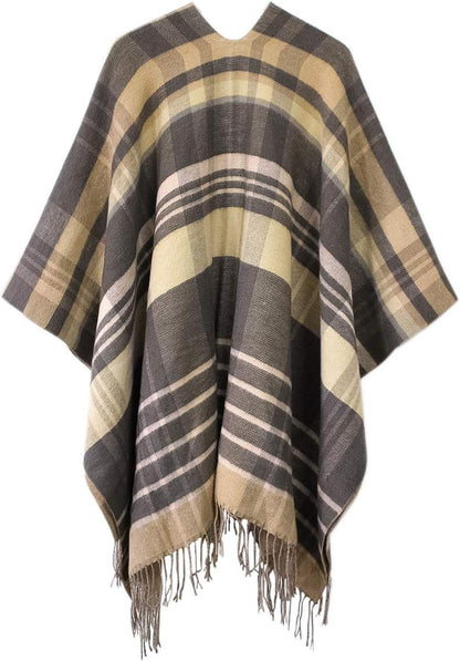 Cozy Up in Style ❄️ Women’s Vintage Poncho Cape – Tassel Details, Blanket Shawl Wrap for Chic Winter Comfort!